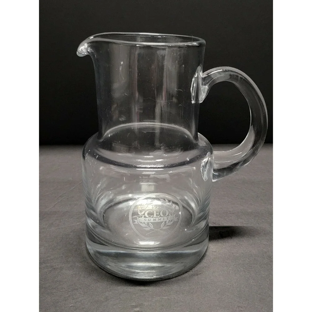 Vtg Tiffany & Co.‎ Clear Crystal Pitcher, custom for 1998 CEO Summit RARE
